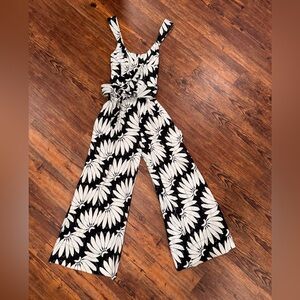 Farm Rio Floral Black and White Jumpsuit